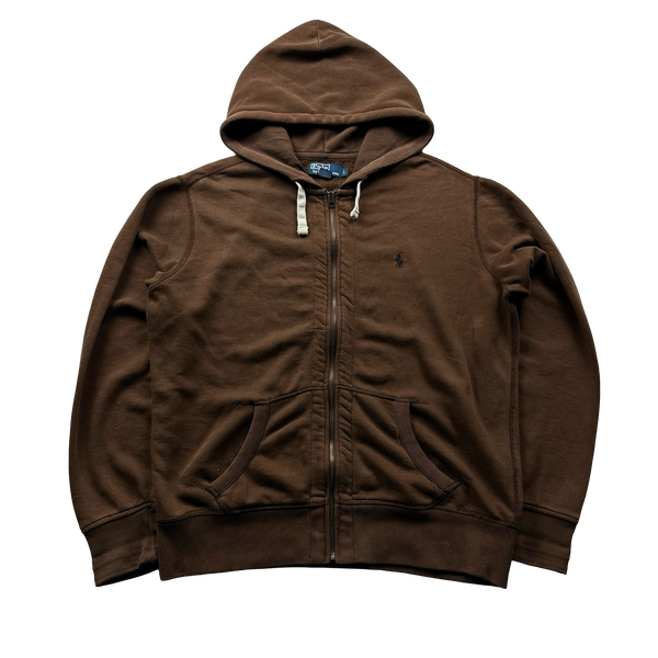 Ralph Lauren Brown Cotton Zipped Hoodie - Large