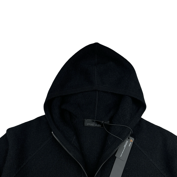 Stone Island 2025 Ghost Black Cashmere Hooded Knit Jumper - Large
