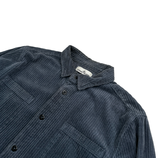 Stone Island 2019 Jumbo Cord Blue Overshirt - Large