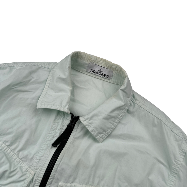 Stone Island 2022 Ice Blue Cotton Zipped Overshirt - Large