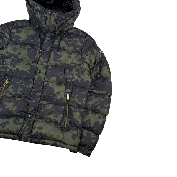 Burberry Green Camo Down Filled Hooded Puffer Jacket - Medium