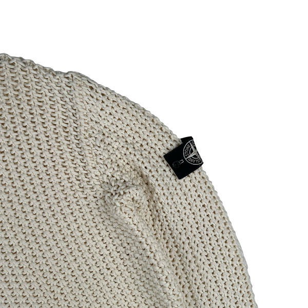 Stone Island 2025 UV-REACTIVE Heavyweight Yarn Knit White/Pink Jumper - Large