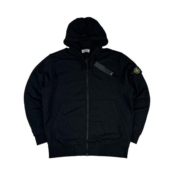 Stone Island 2023 Black Cotton Zipped Hoodie Jumper - XXL