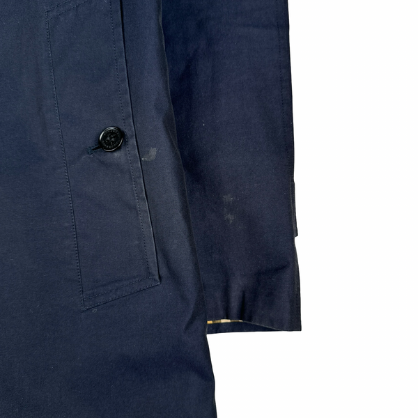 Burberry Nova Check Lined Navy Trench Coat - Medium