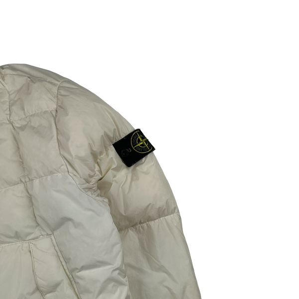 Stone Island 2018 White Garment Dyed Crinkle Reps Puffer Jacket - Small