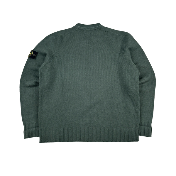 Stone Island 2006 Heavyweight Teal Green Thick Wool Knit Pullover - XL