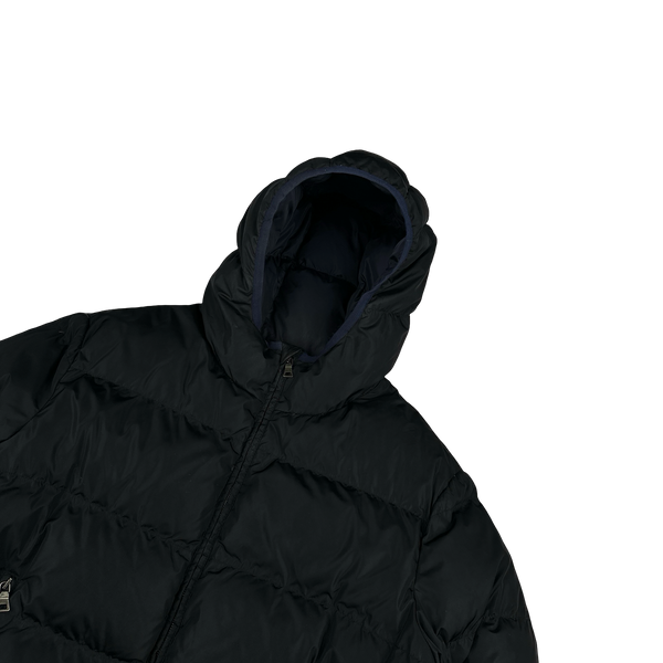 Prada Navy Red Tab Logo Zipped Puffer Jacket - XXL