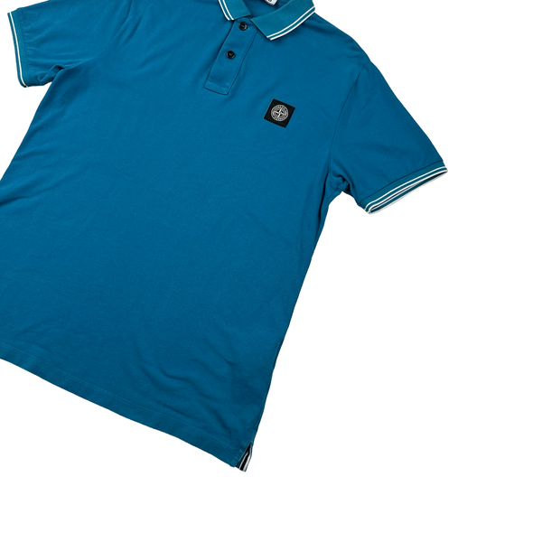 Stone Island Blue Short Sleeve Polo Shirt - Large