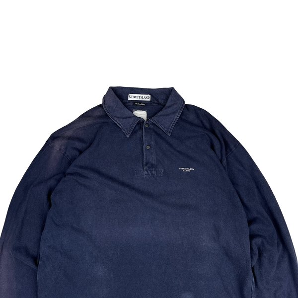 Stone Island Marina 1995 Vintage Cotton Long Sleeve Polo Shirt - XL