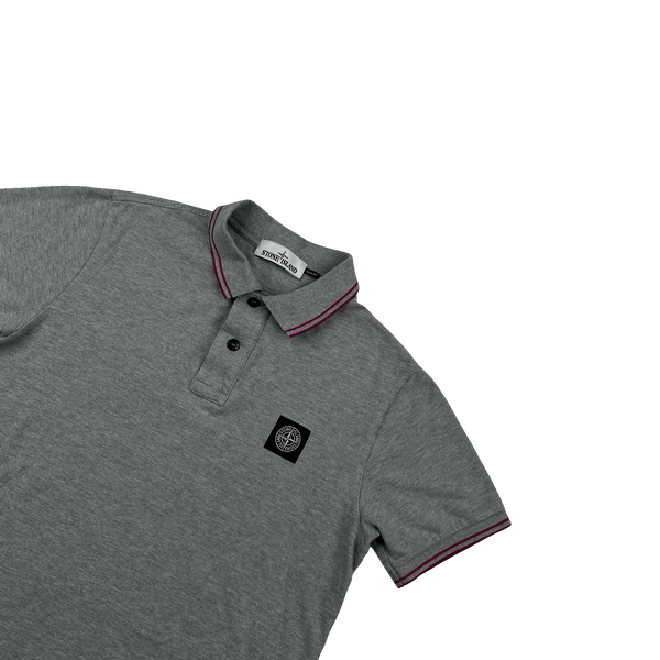 Stone Island 2019 Grey Pink  Piping Cotton Polo Shirt - Medium