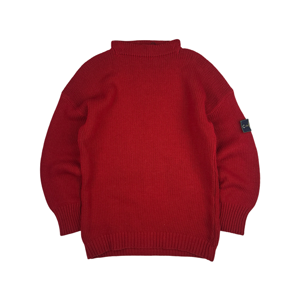 Stone Island 1992 Red Vintage Knitted Crewneck Pullover - Large