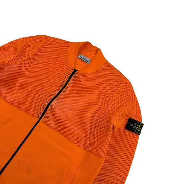 Stone Island 2019 Neon Orange Lightweight Knitted Zipped Bomber - XL