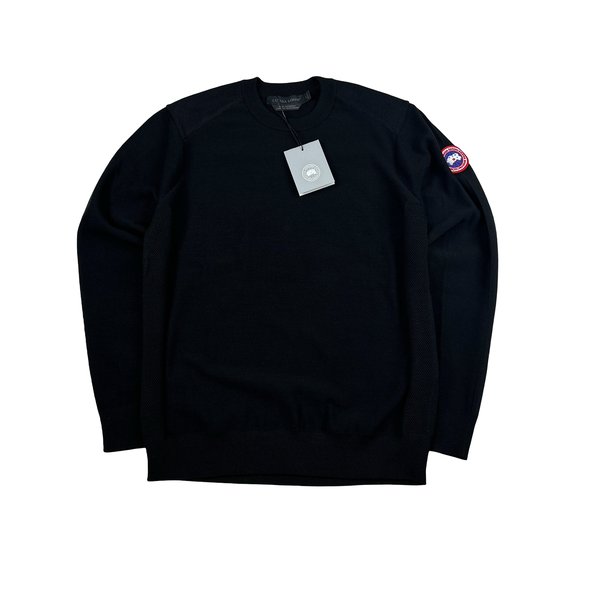 Canada Goose Black Knit Logo Crewneck Jumper - Small