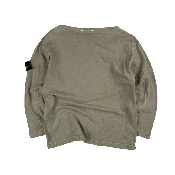 Stone Island Vintage 1999 Tan Wide Neck Pullover Sweater - Large