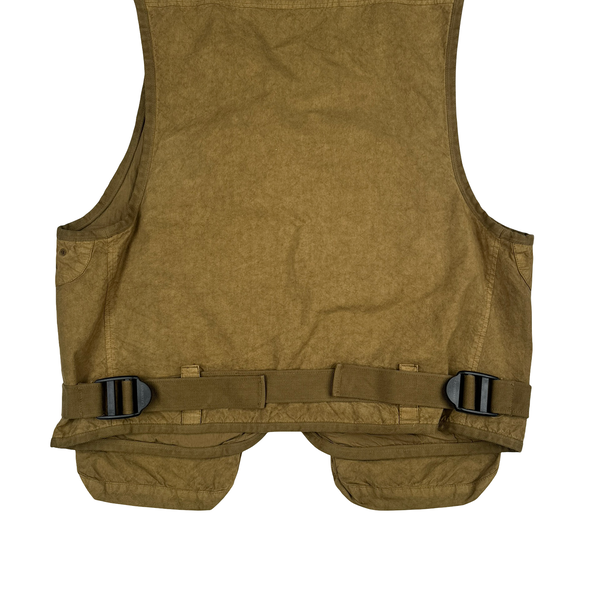 CP Company Brown Ba-Tic Waxed Cotton Utility Vest - Small