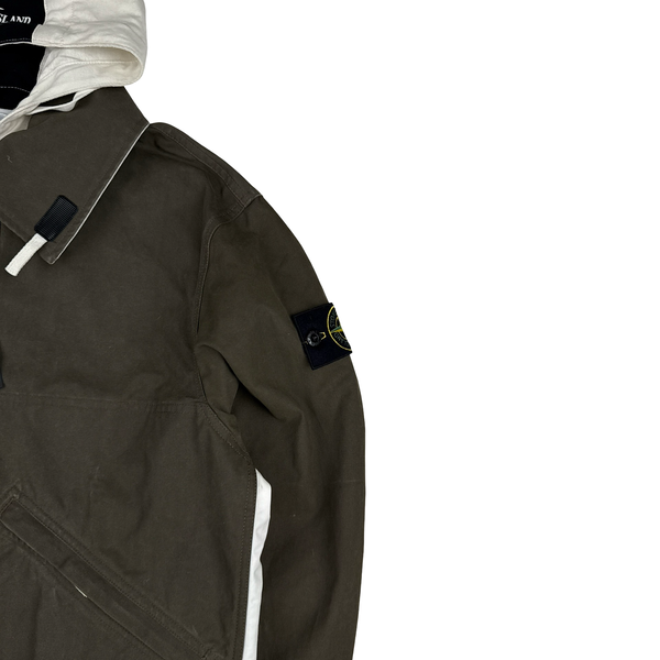 Stone Island 2025 Tela Resinata Spellout Hood Bomber Jacket - Medium
