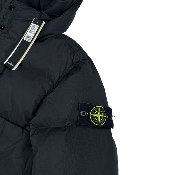 Stone Island 2023 Black Garment Dyed Crinkle Reps Down Puffer - Small