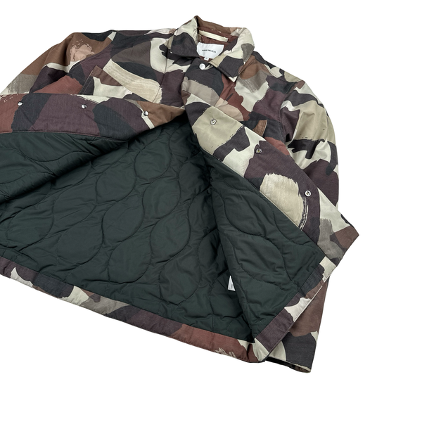 Norse Projects Brown Camo Buttoned Collared Jacket - Medium