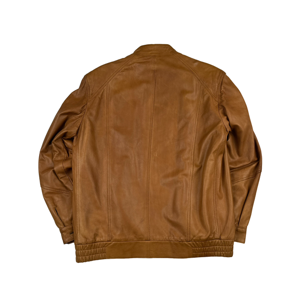 Burberry Leather Nova Check Wool Lining Bomber Jacket - Large
