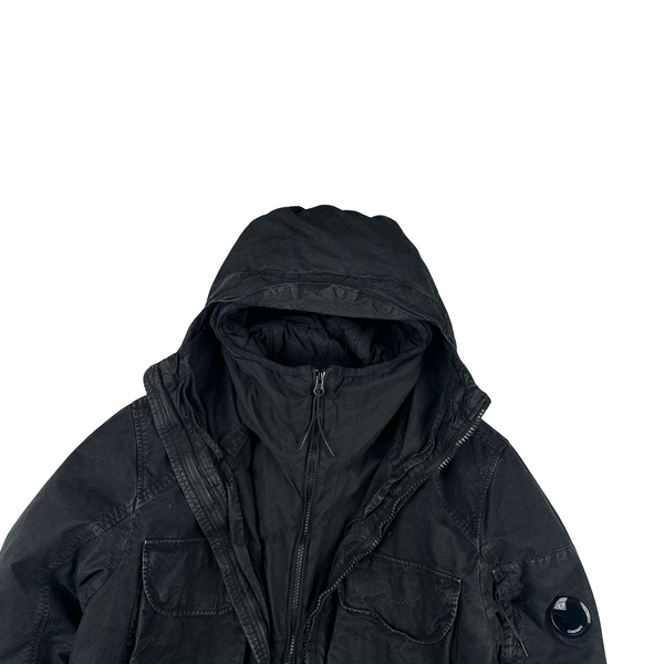 CP Company Black Ba-Tic Waxed Removable Liner Multi Pocket Jacket - XS