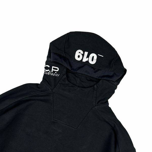 CP Company Black Lens Viewer Spellout On Hood Pullover Hoodie - XL