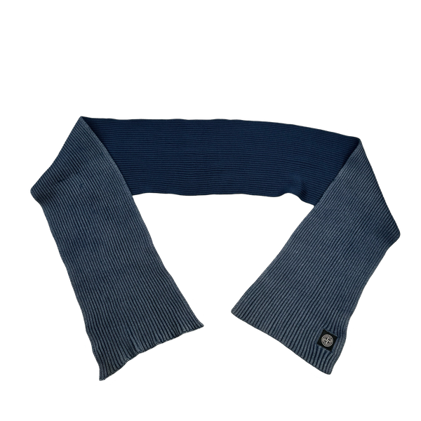 Stone Island Blue Ribbed Patch Scarf