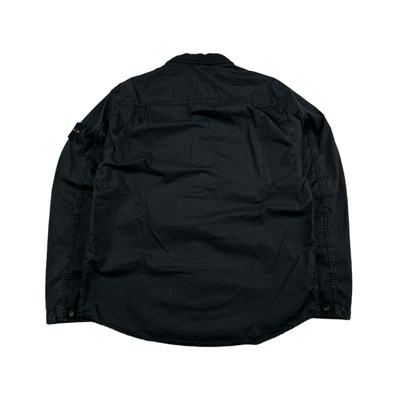 Stone Island 2021 Black Cotton Buttoned Overshirt - Small
