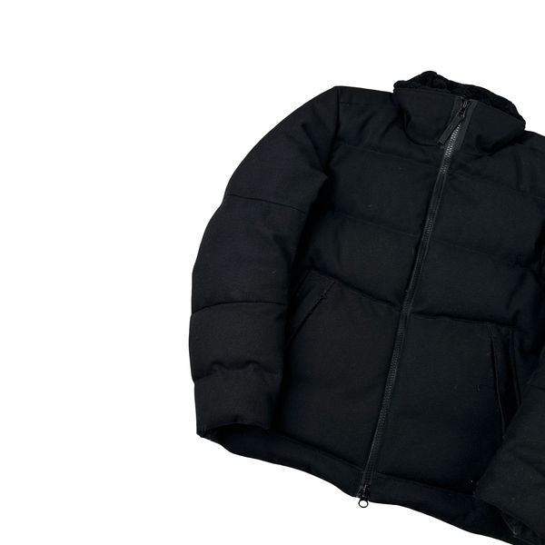 Stone Island 2021 Black Shearling Neck SW 3L Down Filled Ghost Puffer - Small