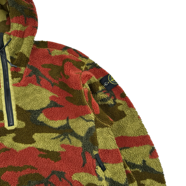 Stone Island 2022 Heritage Camo Teddy Fleece Pullover Hoodie  - Medium, Large, XL