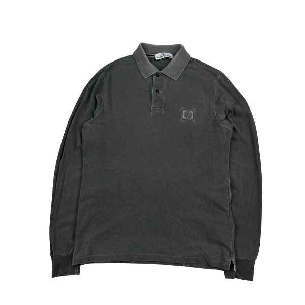 Stone Island 2016 Grey Cotton Slim Fit Longsleeve Polo - Small