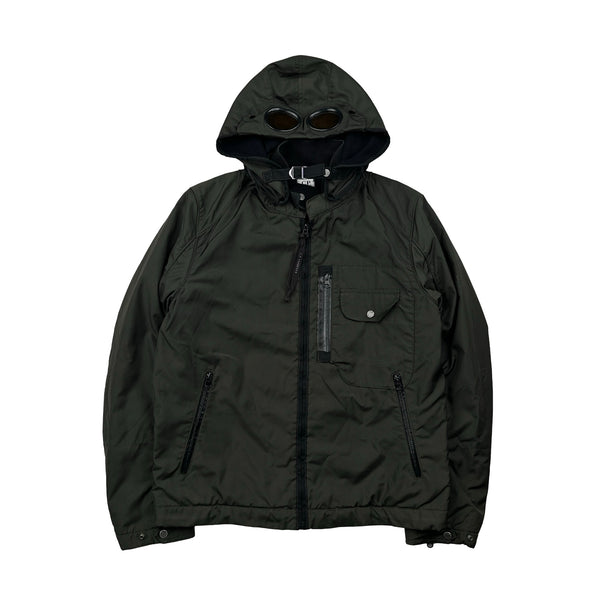 CP Company Dark Green Multi Pocket Nylon Wool Lined Goggle Jacket - Medium