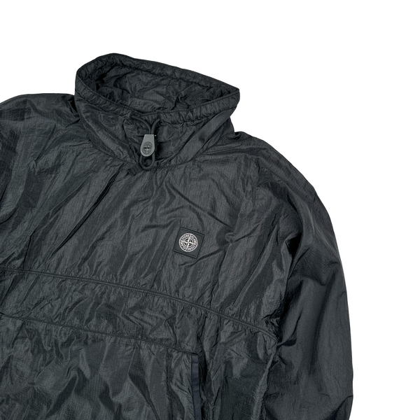 Stone Island 2020 Black Garment Dyed Nylon Metal Rip Stop Smock - Small