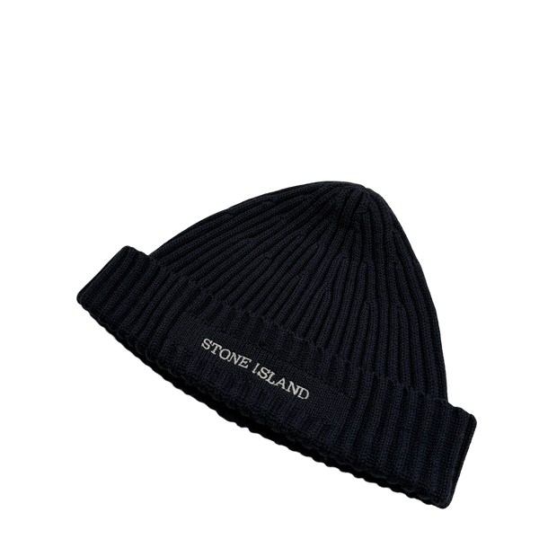 Stone Island 2005 Navy Wool Spellout Beanie