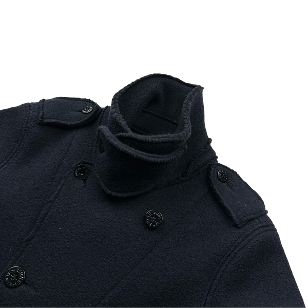 Stone Island Navy 2012 Wool Double Breasted Pea Coat - Medium