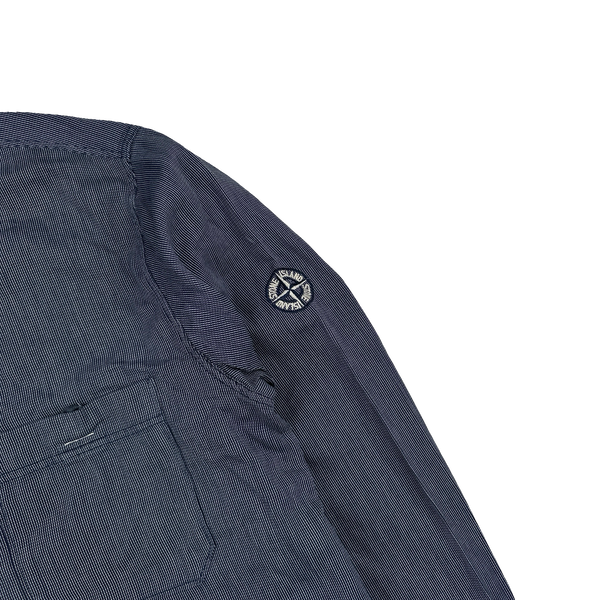Stone Island Vintage Navy Woven Buttoned Compass Overshirt - XL