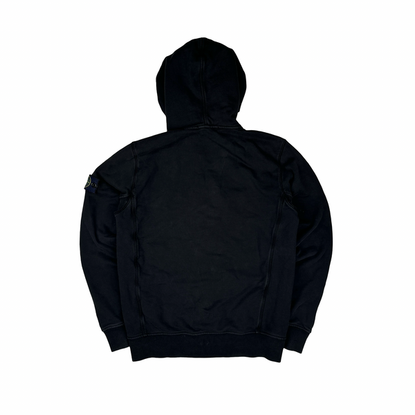 Stone Island Black Cotton Zipped Hoodie - Medium