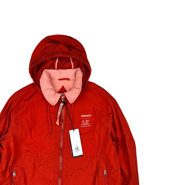CP Company X Sebago Red Nylon Cotton Lined Collared Jacket - Large