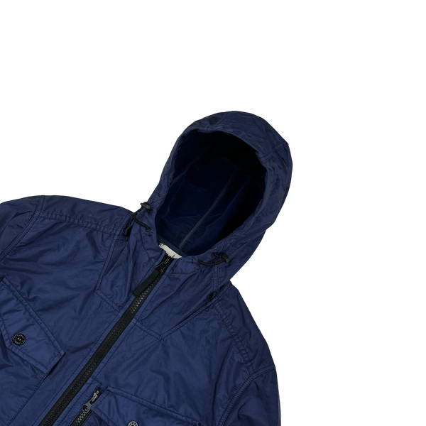 Stone Island 2015 Blue Lamy Flock Velvet Lined Jacket - Medium