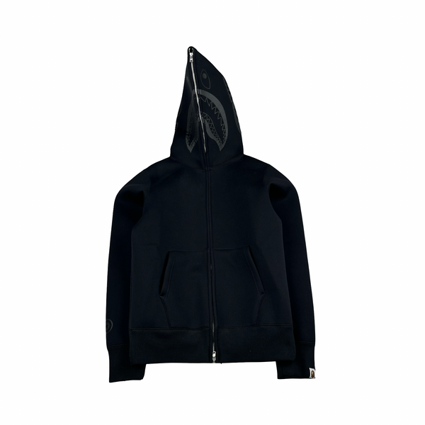 BAPE Black Full Zip Neoprene Hood Nylon Jacket - Medium
