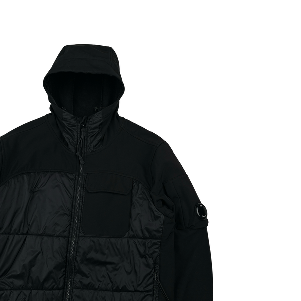 CP Company Black Hybrid Soft Shell Padded Jacket - Large
