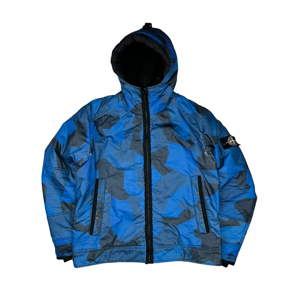 Stone Island Blue Fleece Lined Camo Reflective Jacket - XXL