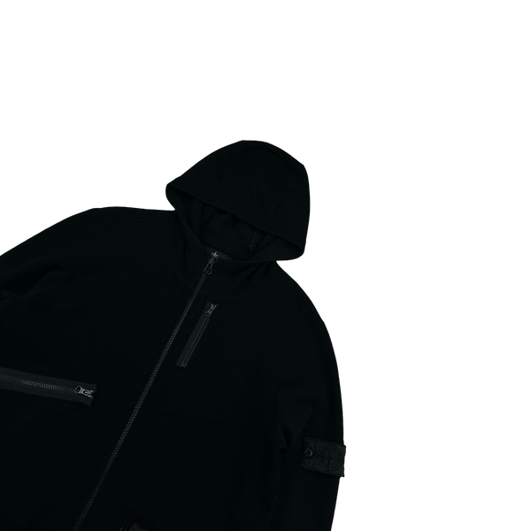 Stone Island 2017 Black Knit Wool Shadow Project Hoodie - Large