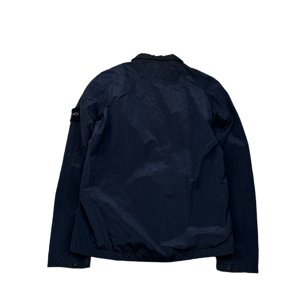 Stone Island Navy Nylon Metal Shimmer Overshirt - Small