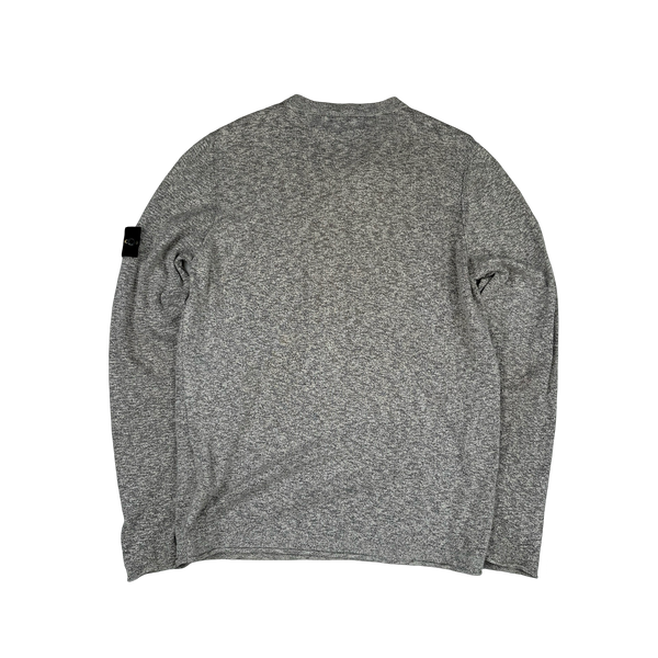Stone Island 2019 Grey Marl Cotton Knit - Large