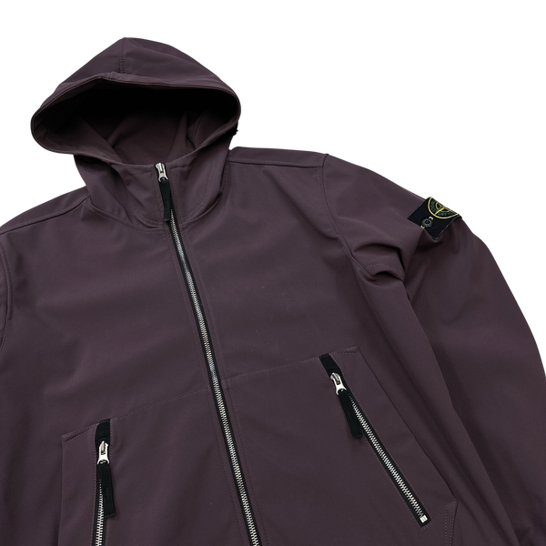 Stone Island 2021 Plum Soft Shell e-Dye Hooded Jacket - Large