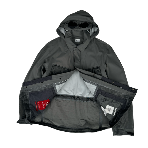CP Company Grey Goretex Infinium Zipped Shell Goggle Jacket - Small