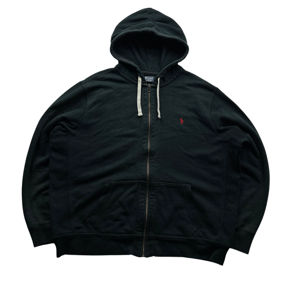 Ralph Lauren Black Thick Cotton Zipped Hoodie- XXL
