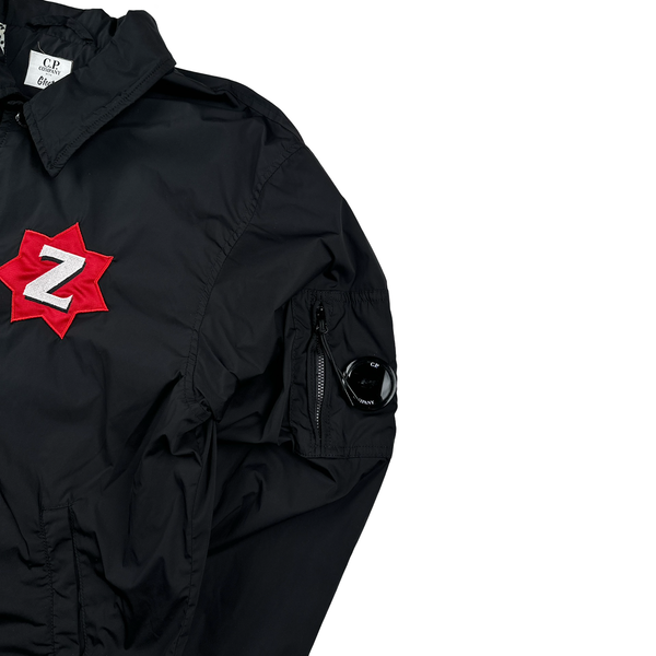 CP Company X GFoot Black Buttoned Lightweight Graphic Lining Z Spellout Lens Viewer Jacket - XL