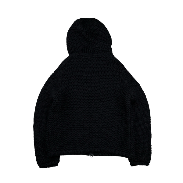 CP Company Black Heavyweight 100% Wool Handmade Knitted Zipped Hoodie - Small, Medium, Large, XL