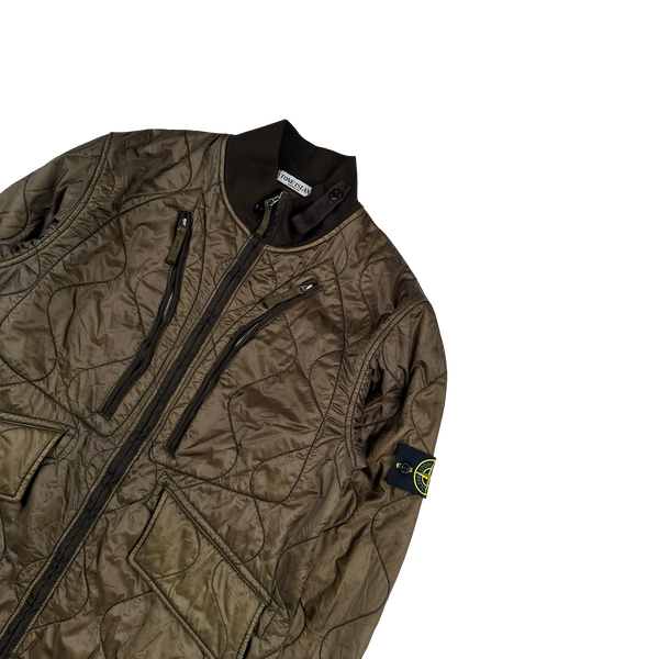 Stone Island 2007 Khaki Quilted Padded Bomber Jacket - Large